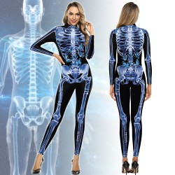 halloween skeleton skin tight jumpsuit