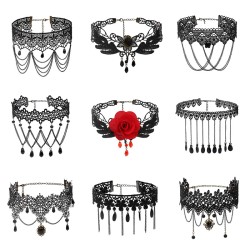 n305 chain tassel gothic lace collar